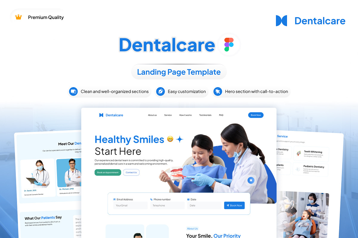 Dental Clinic Website Landing Page, a Landing Page Template by Font Kingdom (Photo 1 of 5)