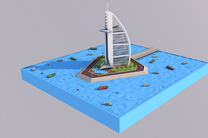 Low Poly Burj Al Arab Hotel Tower