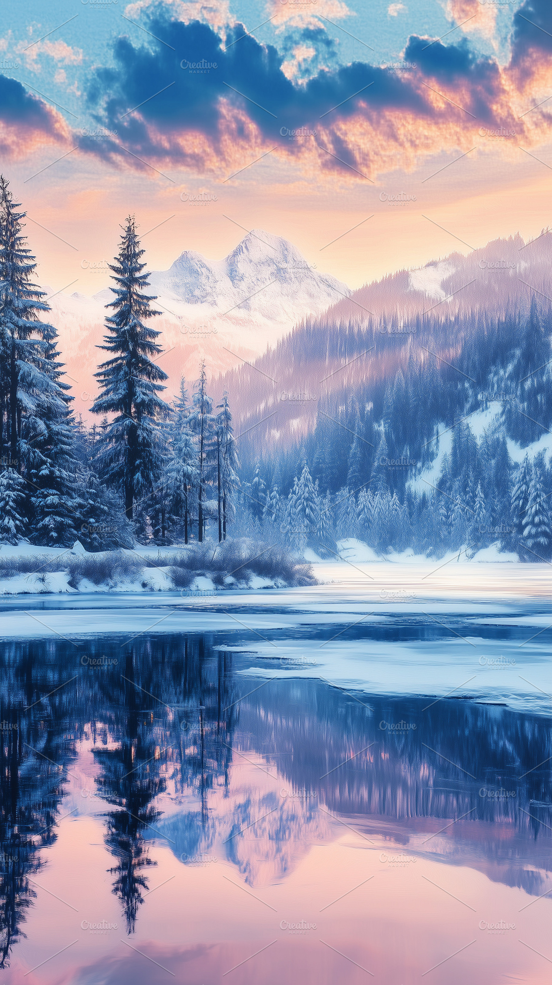 Sunset over the snowy mountains and, a Nature Photo by MistyDay