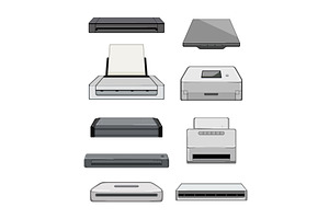 scanner document set cartoon vector, a Technology Illustration by pikepicture