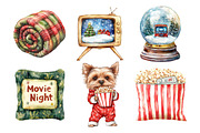 Christmas Movie Night Clipart Bundle, an Illustration by Daily.Designs (Thumbnail 4 of 5)
