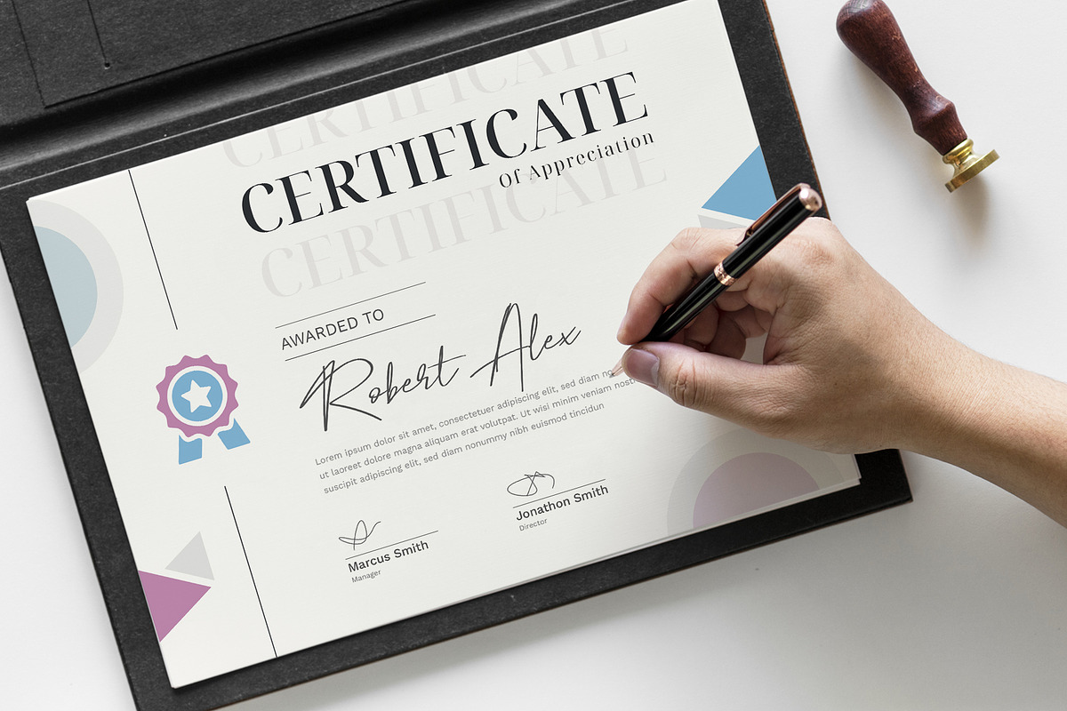Modern Certificate Template, a Stationery Template by Pixelpick (Photo 4 of 4)