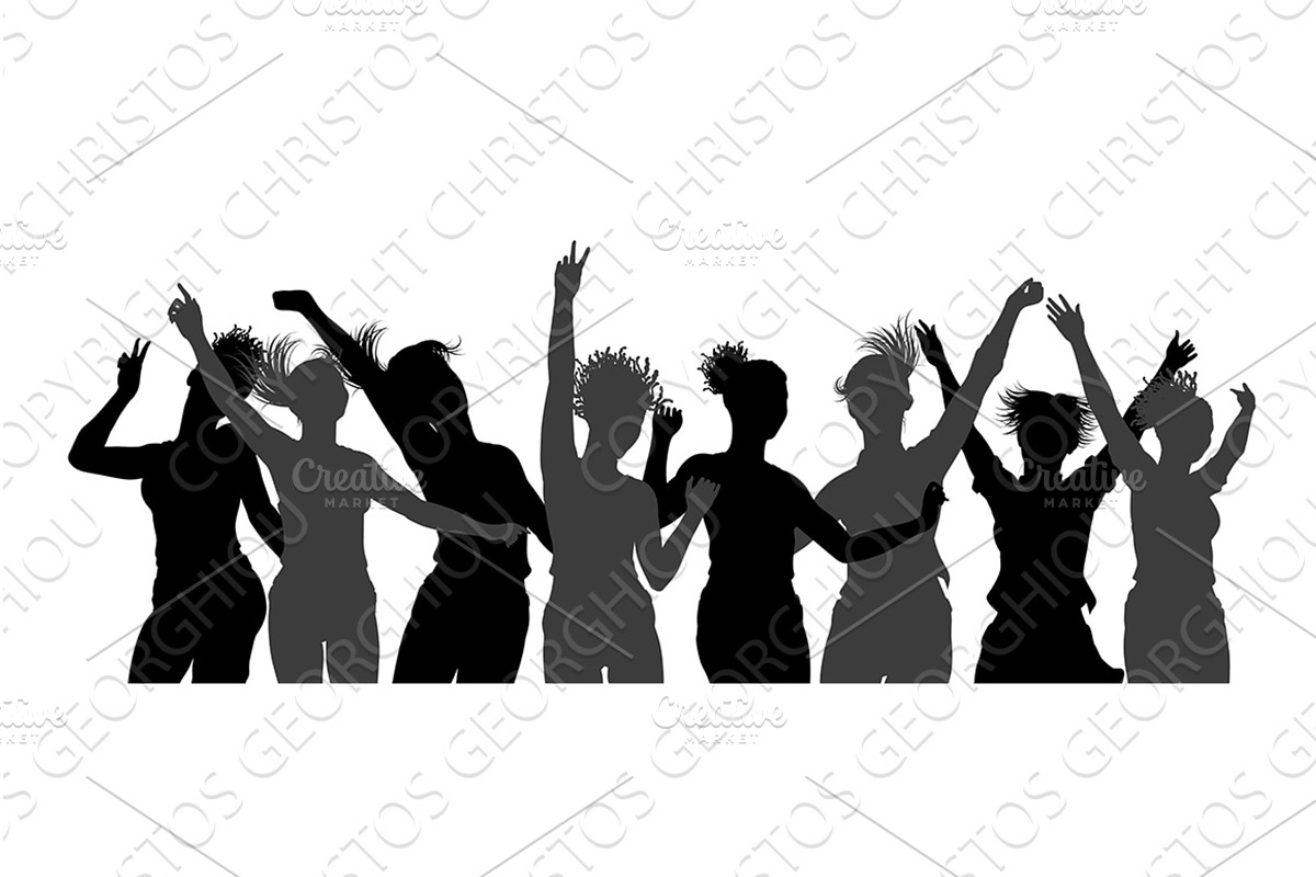 Dancing Women Silhouettes Crowd, a Person Illustration by Christos Georghiou