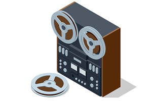 Isometric illustration of a retro, a Technology Illustration by Golden Sikorka