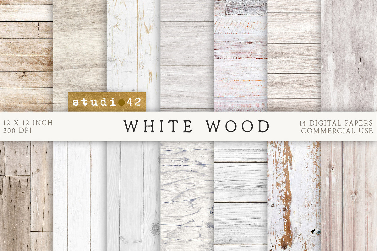 White Wood Background Digital Papers, a Texture Graphic by DreamStudio42 (Photo 1 of 4)