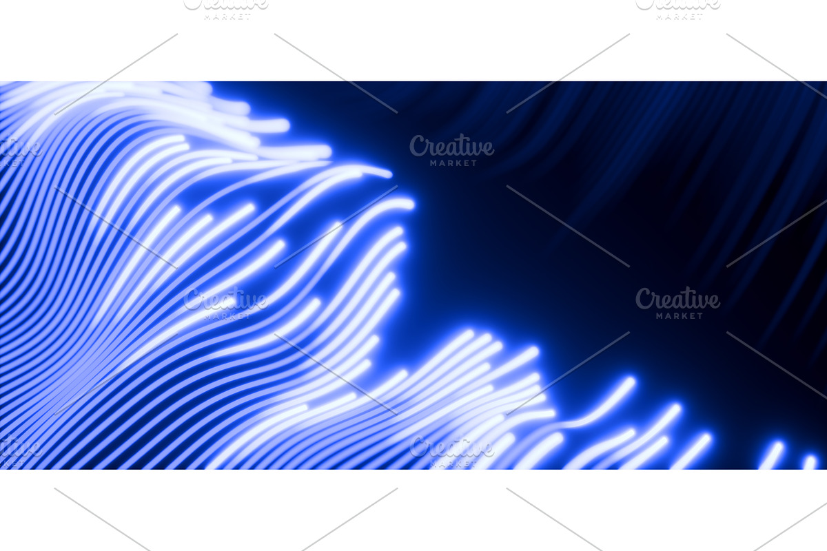 Neon blue light lines on dark 3d, a Background Graphic by Marozhkastudio