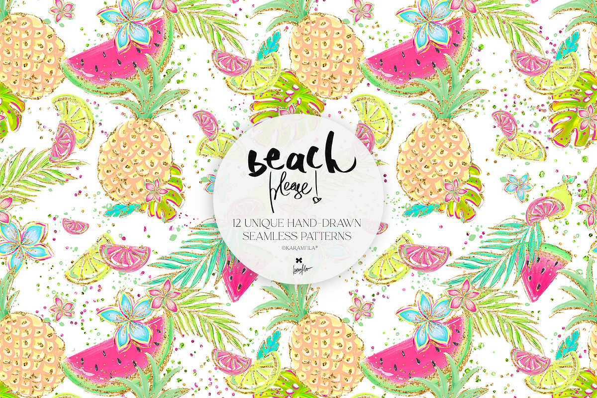 Summer Beach Camper Tropical Pattern, a Pattern Graphic by KaramfilaS (Photo 12 of 16)