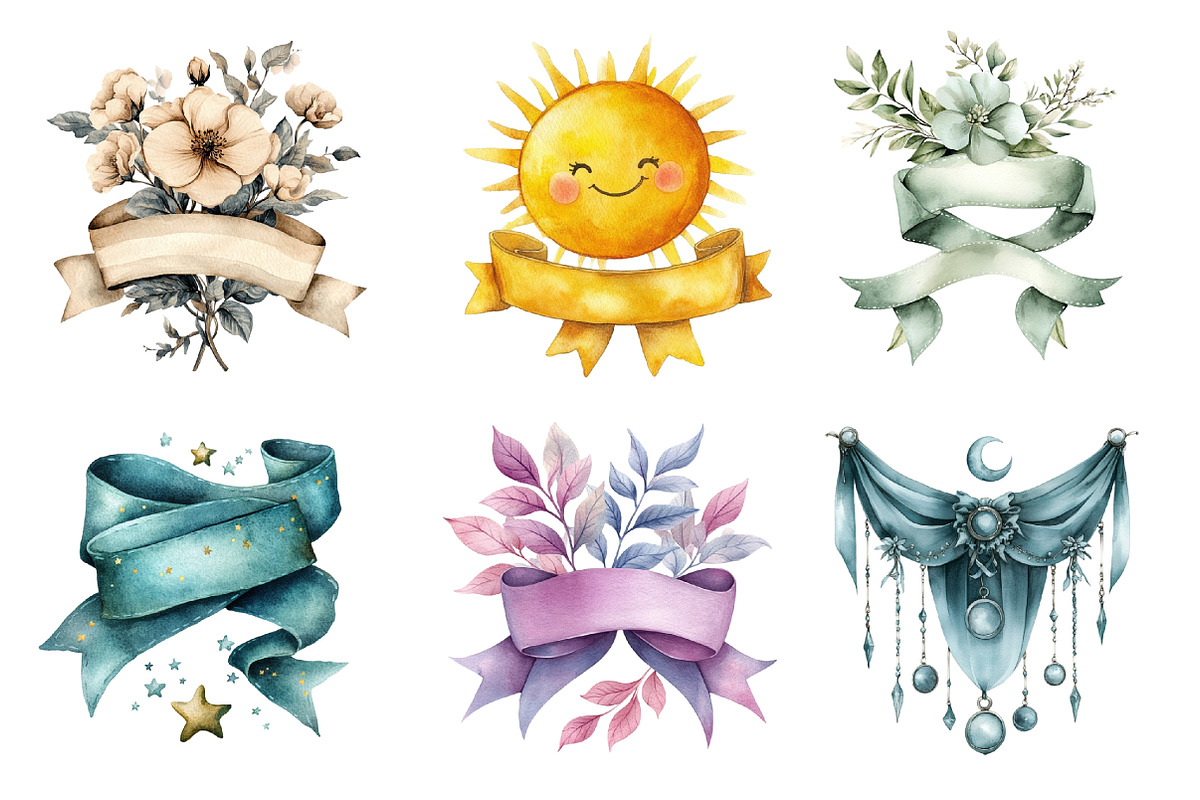 Nursery Ribbon Banner Clipart PNG, an Illustration by SinaCreation (Photo 2 of 5)