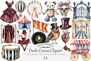 Watercolor Dark Circus Clipart, an Illustration by Design Market (Thumbnail 1 of 5)
