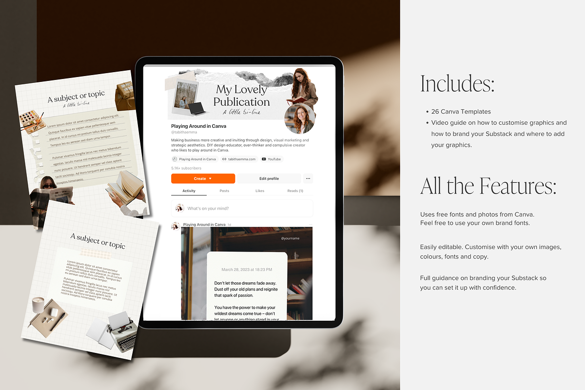 Substack Branding Kit Canva Template, a Marketing Template by Tabitha Emma