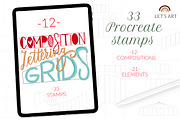 Lettering grid procreate stamps, a Brush Add-On by Let's Art (Thumbnail 1 of 5)