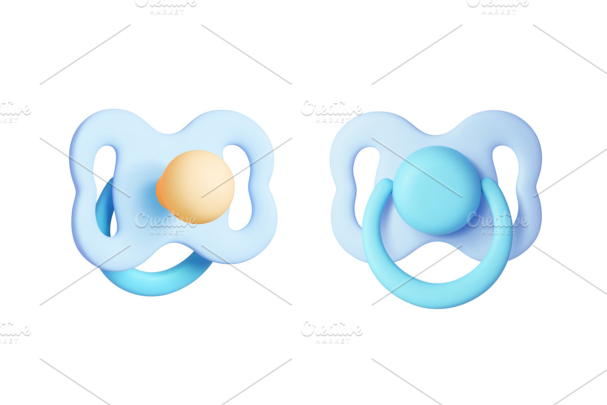 Blue baby pacifier 3d icons, a Food Illustration by Valerie Bodnar