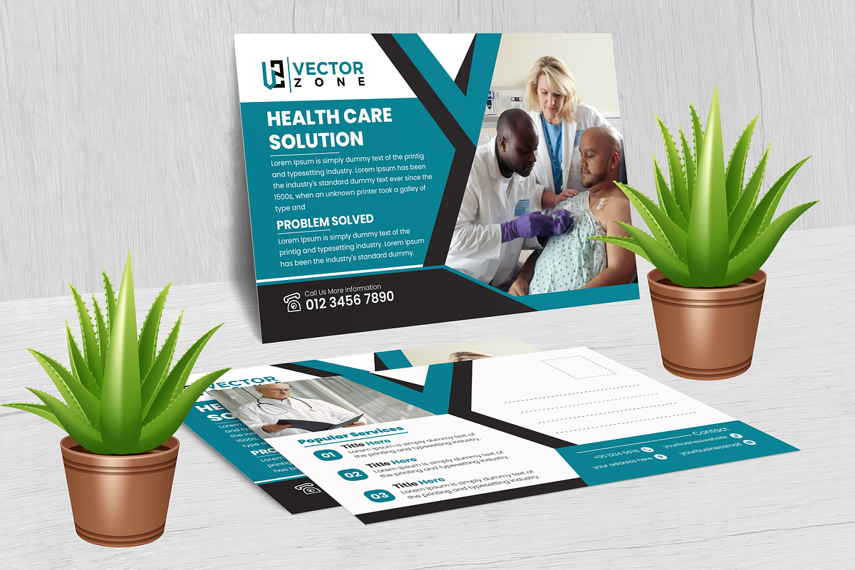 Medical care postcard template, a Card Template by Vectorzone (Photo 3 of 3)