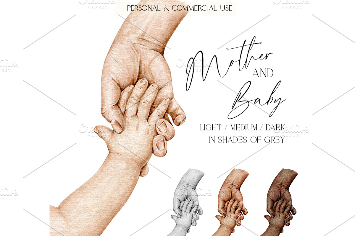 Mother and Baby Holding Hands Mom, a Person Illustration by EkaterinaViArt (Photo 1 of 4)