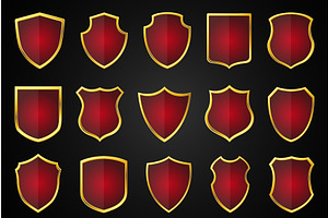 Golden shield badges. Different, an Object Illustration by YummyBuum