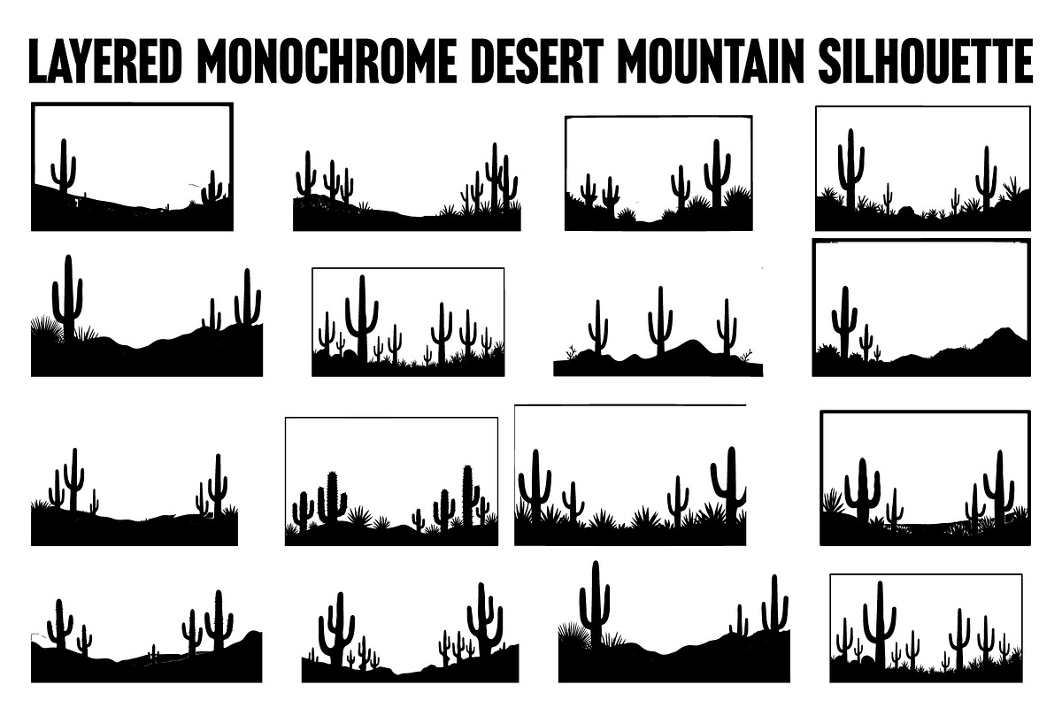 Cactus Desert Landscape Silhouette, an Illustration by abu67222 (Photo 1 of 15)