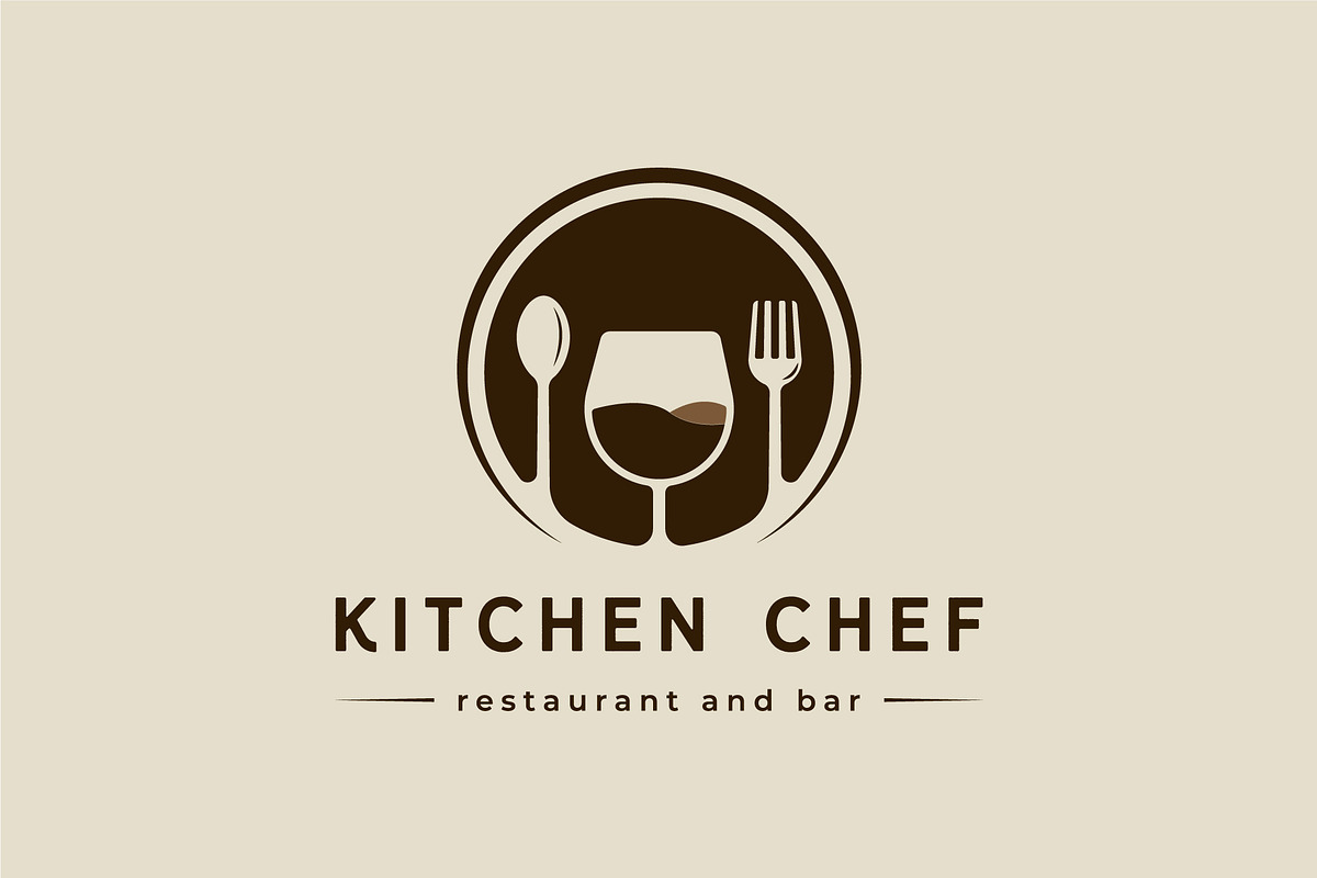 glass fork and spoon logo vintage, a Branding & Logo Template by zyxroun shop