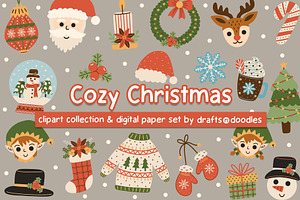Cozy Christmas Clipart and Patterns