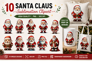 Santa Claus Sublimation Clipart, a Person Illustration by S Graphic Studio