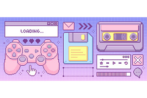 Y2k retro pixel game elements in, an Object Illustration by art PVP - market