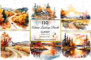 Watercolor Autumn Landscape Clipart, an Illustration by NiiiNArt (Thumbnail 5 of 10)