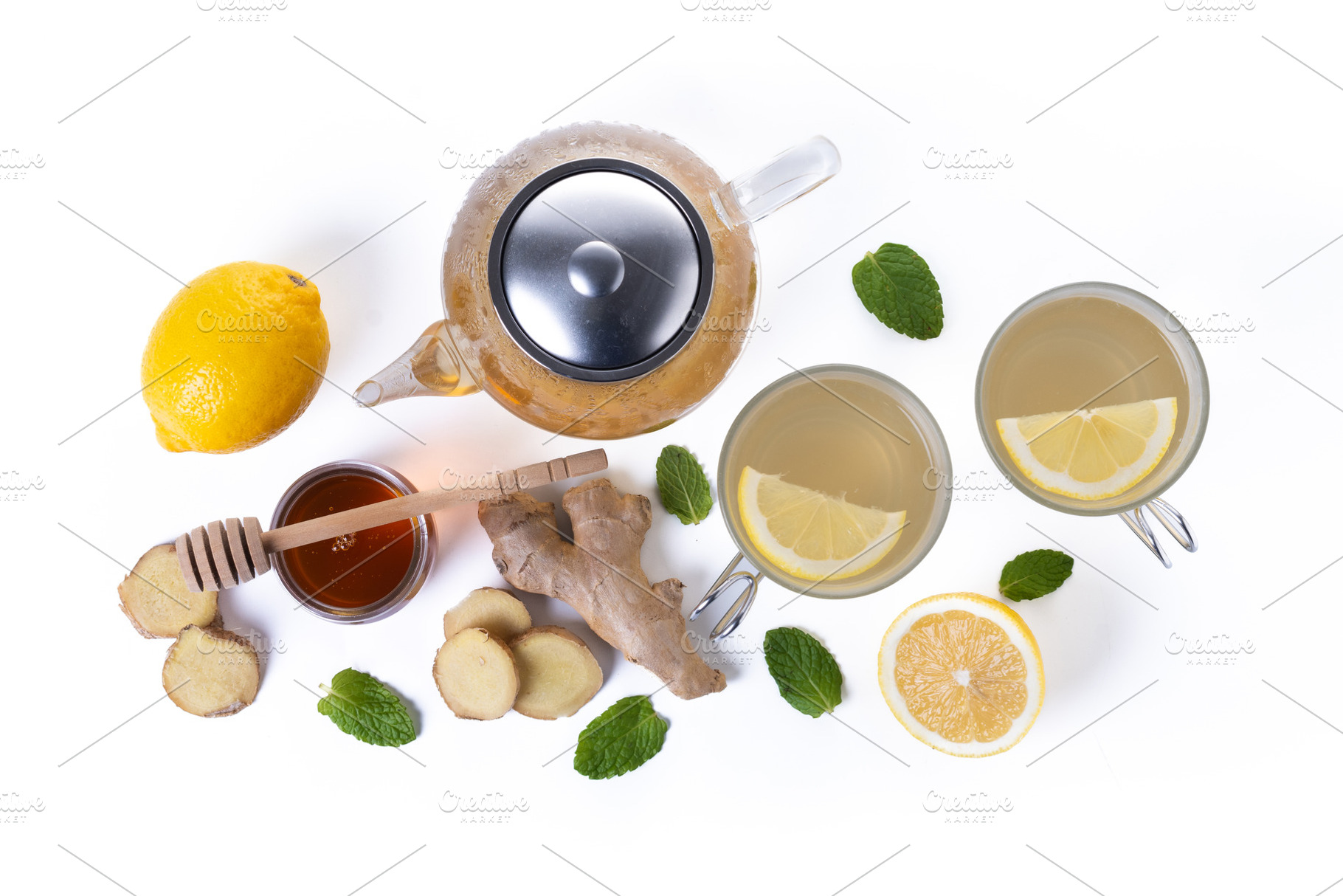 Ginger tea with honey and lemon in a cup, a Food & Drink Photo by etorres69