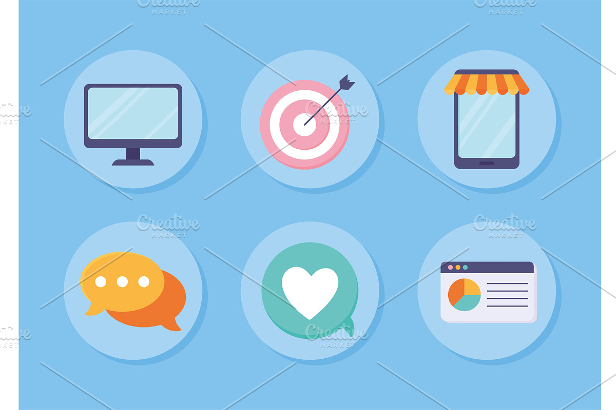 digital marketing icons collection, an Object Illustration by studiogstock