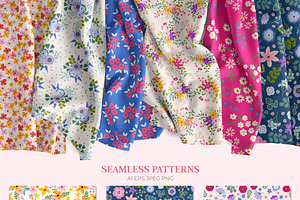 Vivid Flowers, Clipart & Patterns