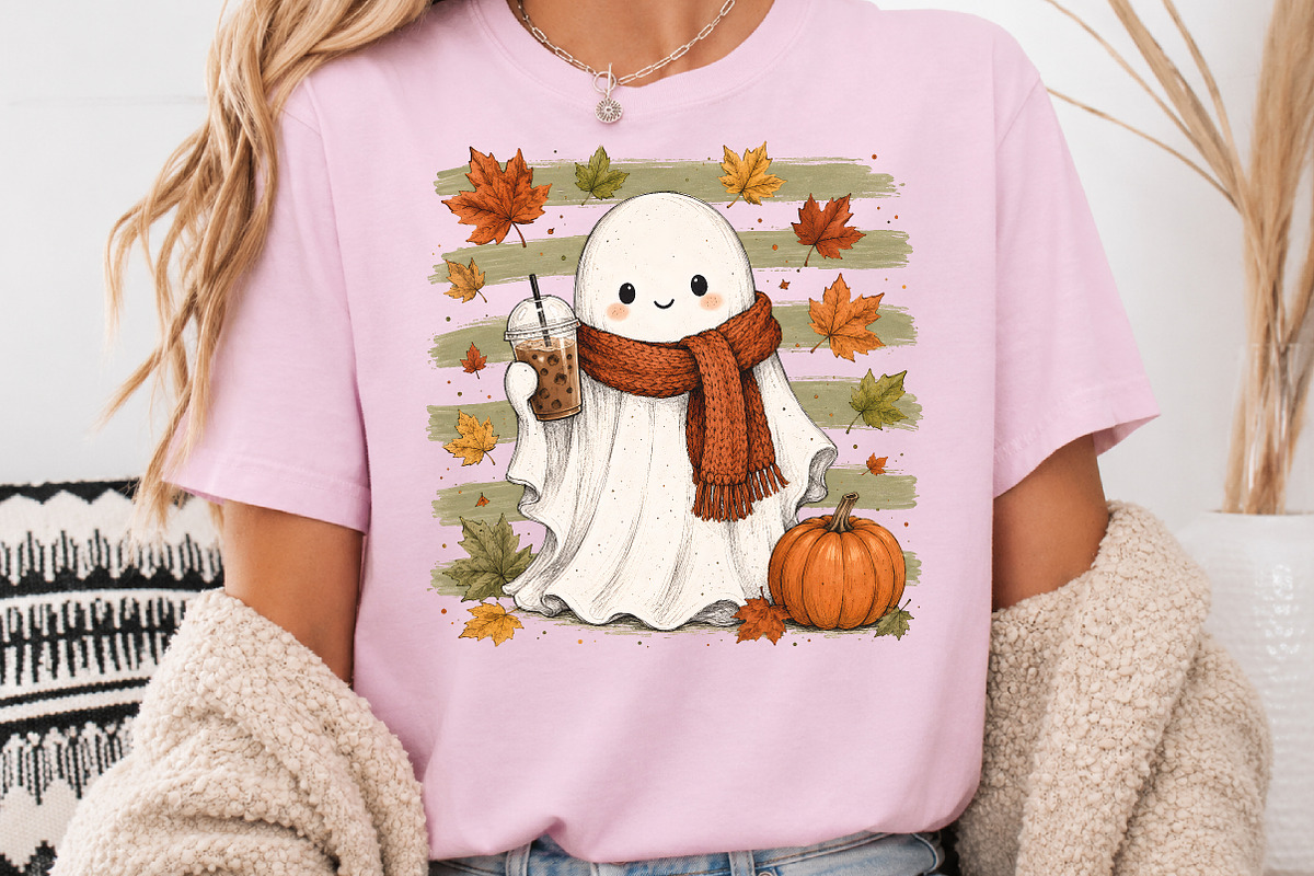 Cute Fall Ghost Sublimation PNG, a Seasonal Illustration by Rose Art (Photo 3 of 4)