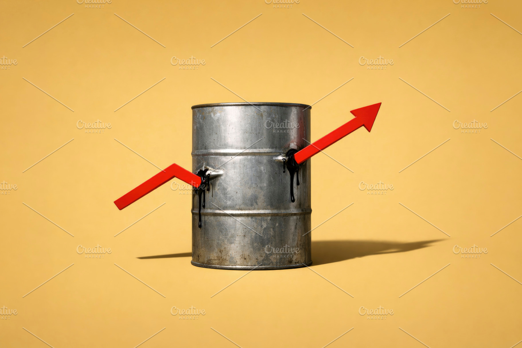 an oil barrel with a rising arrow, generative AI, a Photo by Nito