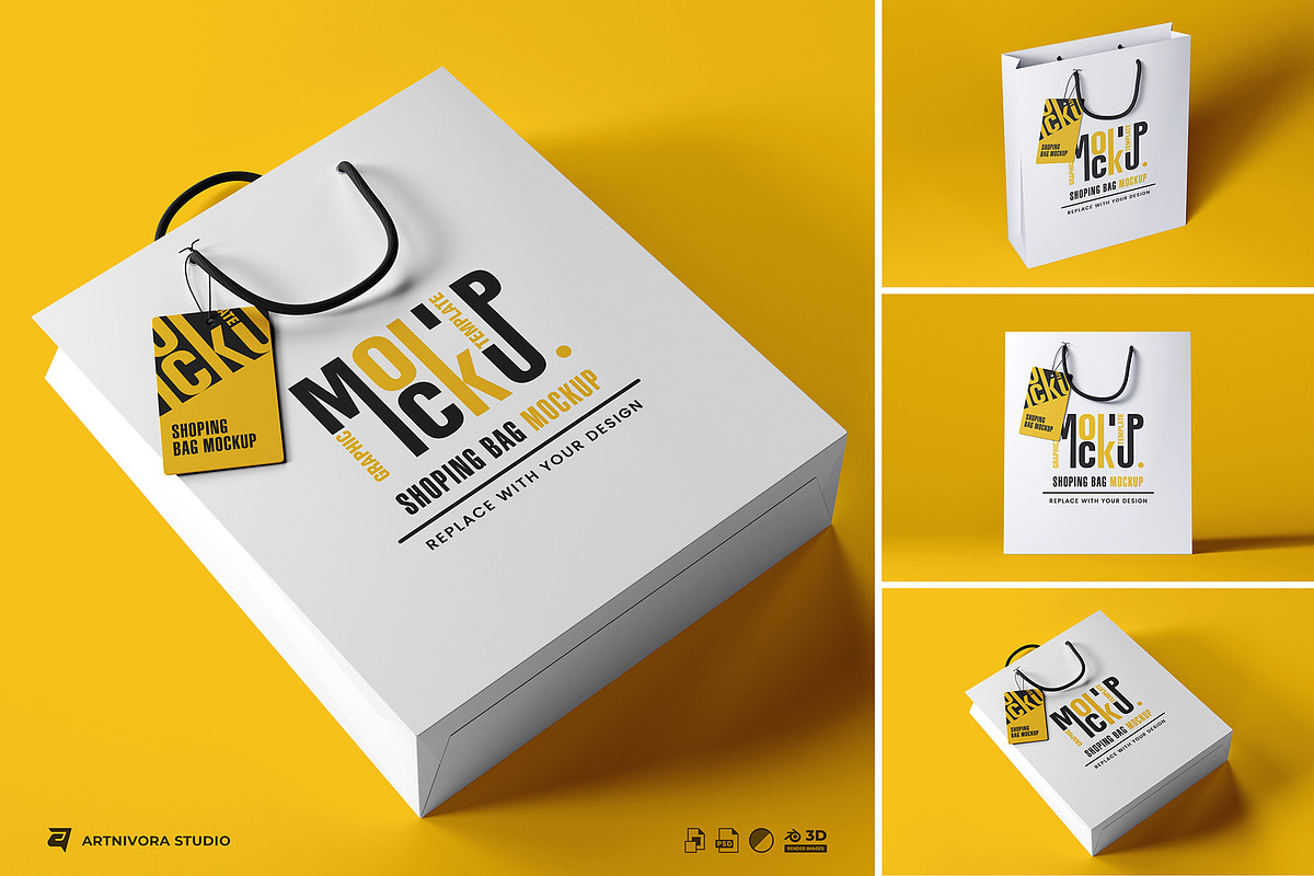 Shopping Bag Mockup Sets, a Packaging Mockup by Artnivora.Std (Photo 1 of 4)