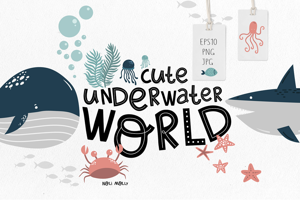 Cute animals. Underwater World, a Background Graphic by Noli Molly Store (Photo 1 of 12)