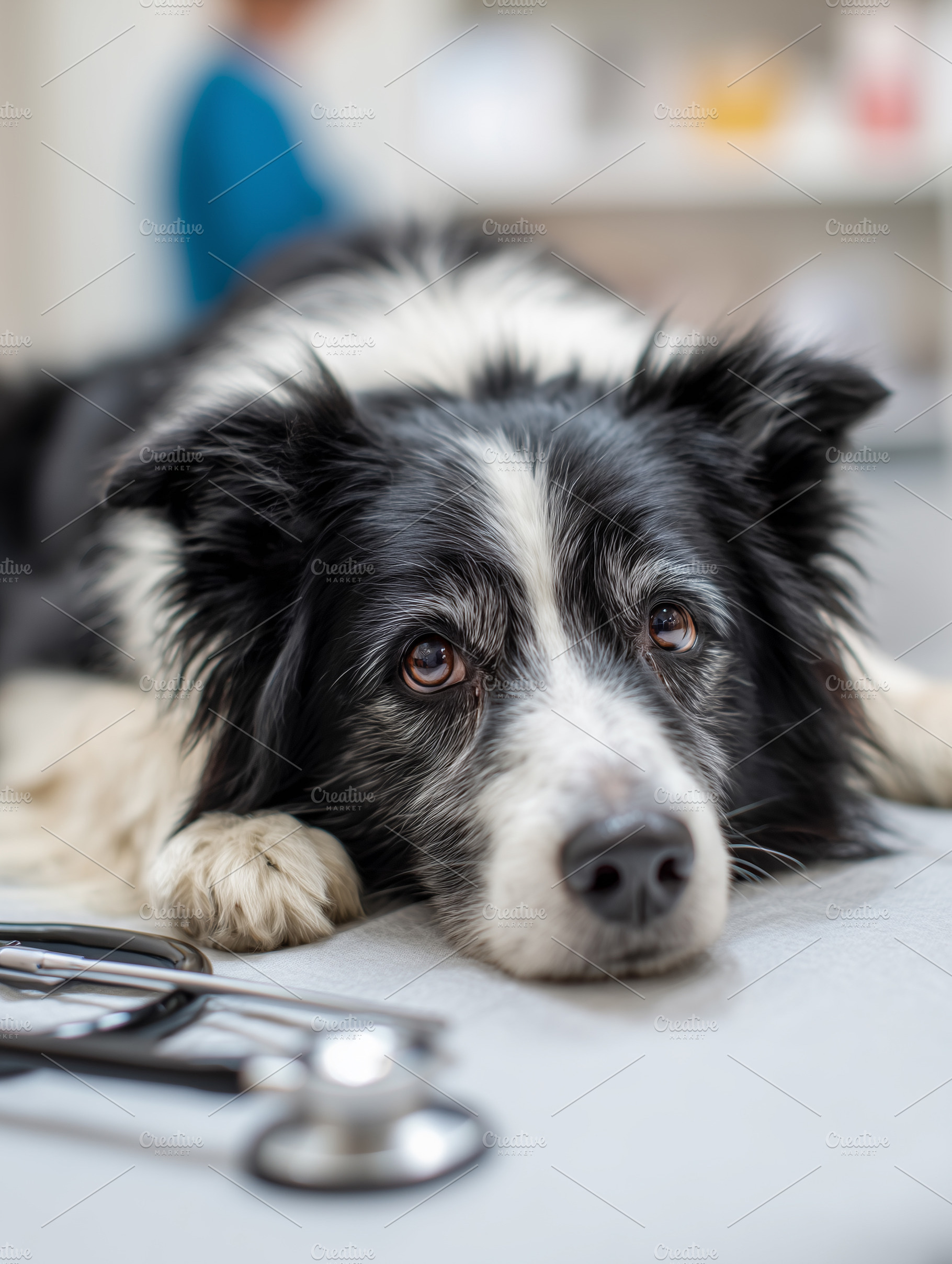 Senior Border Collie dog lying on, an Animal Photo by MistyDay