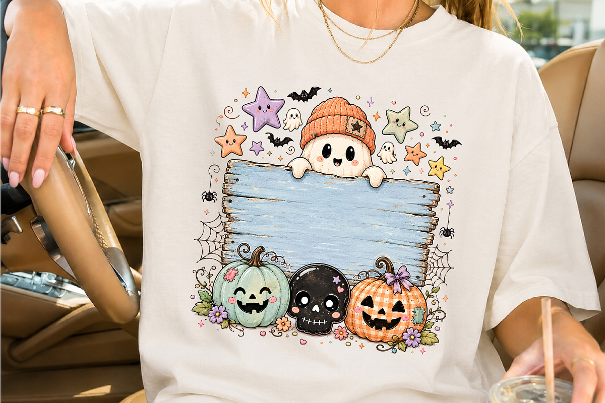 Cute Ghost Halloween Sign PNG, a Seasonal Illustration by Creative Art (Photo 2 of 3)
