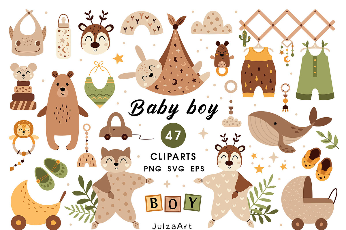 Newborn Baby Boy Clipart, an Object Illustration by JulzaArt (Photo 1 of 7)