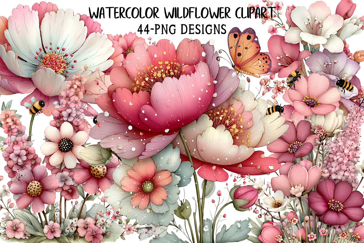 Watercolor Wildflower Clipart, an Illustration by Daily.Designs (Photo 1 of 8)