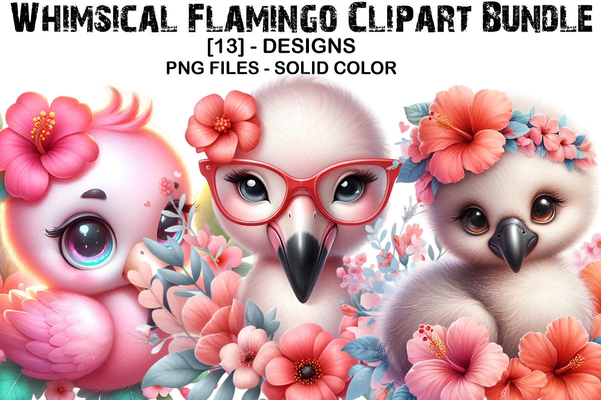 Whimsical Flamingo Clipart Bundle, an Illustration by GatewayDesign (Photo 1 of 3)
