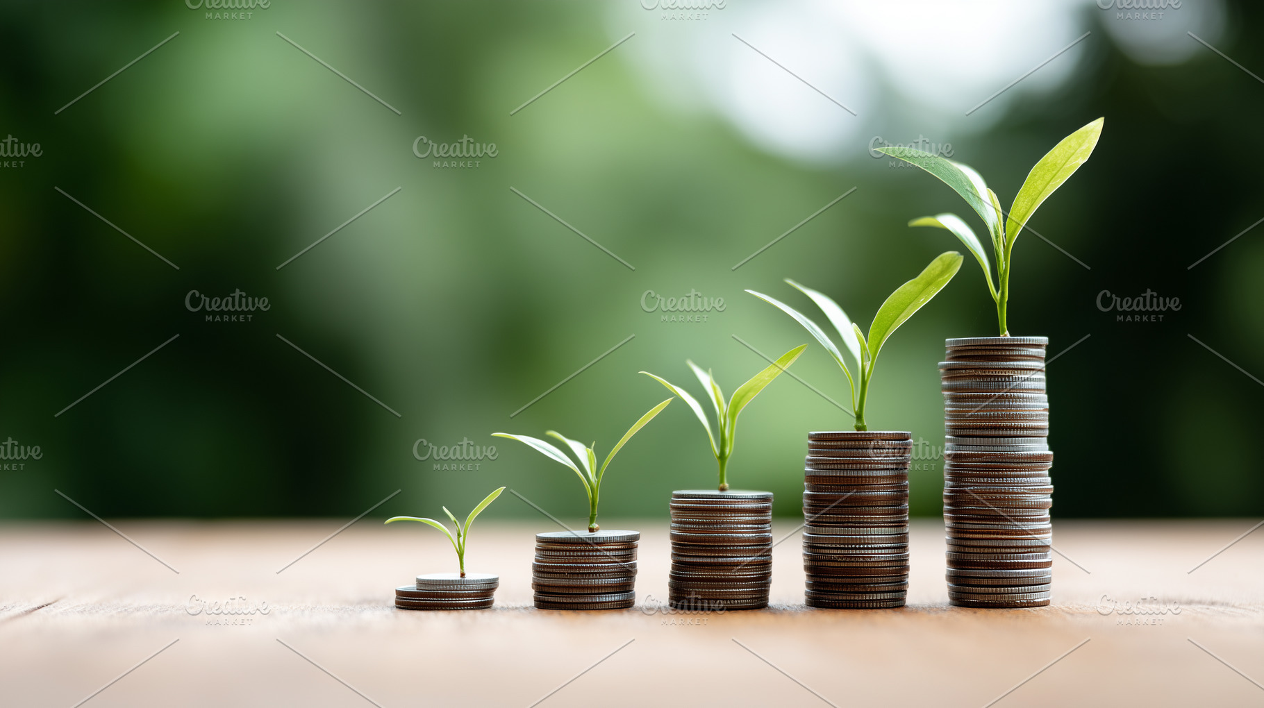 Stacks of coins with growing plants, a Business Photo by MistyDay