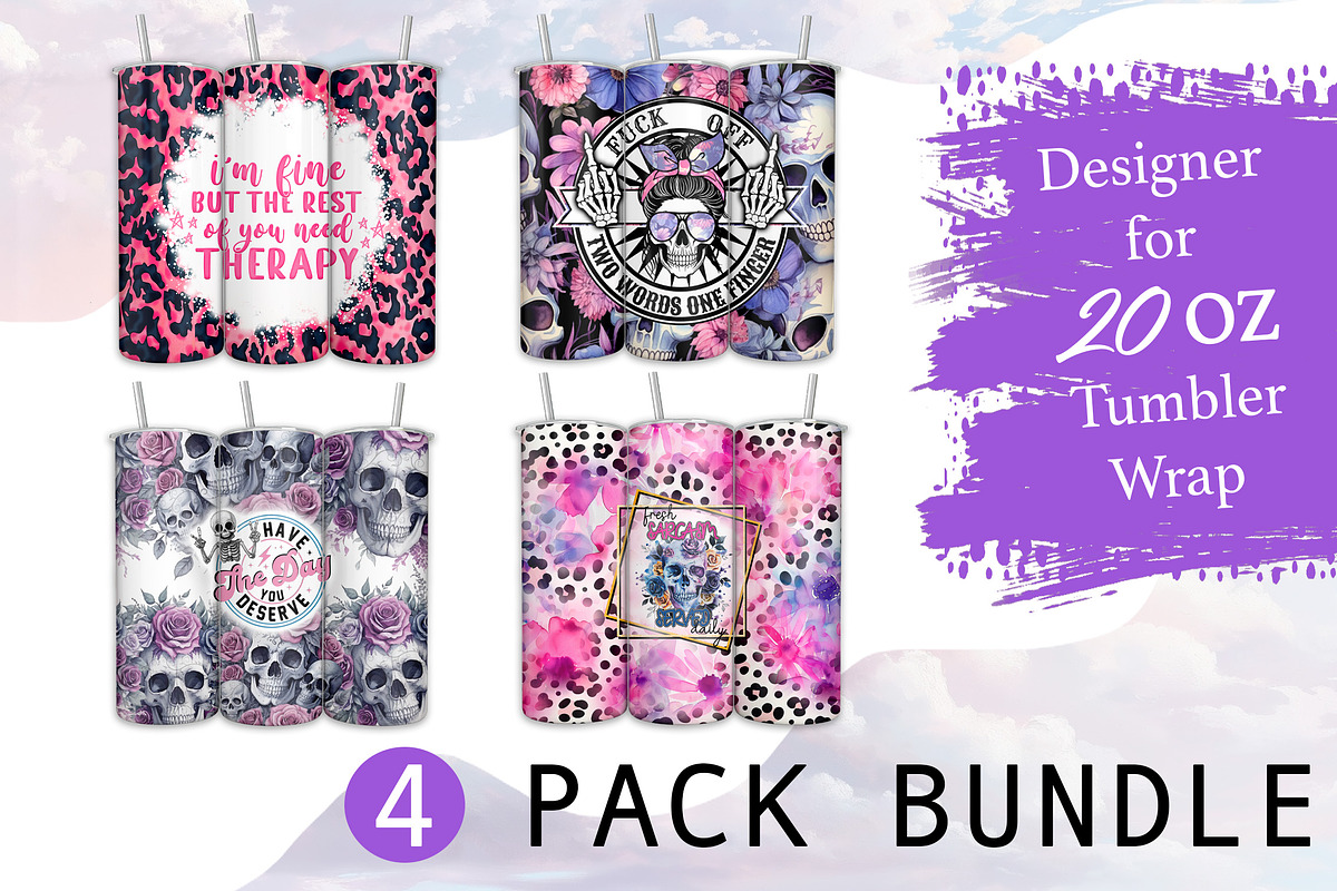 Sarcastic Skull Tumbler Bundle PNG, an Object Graphic by TumblerArtDS (Photo 1 of 7)