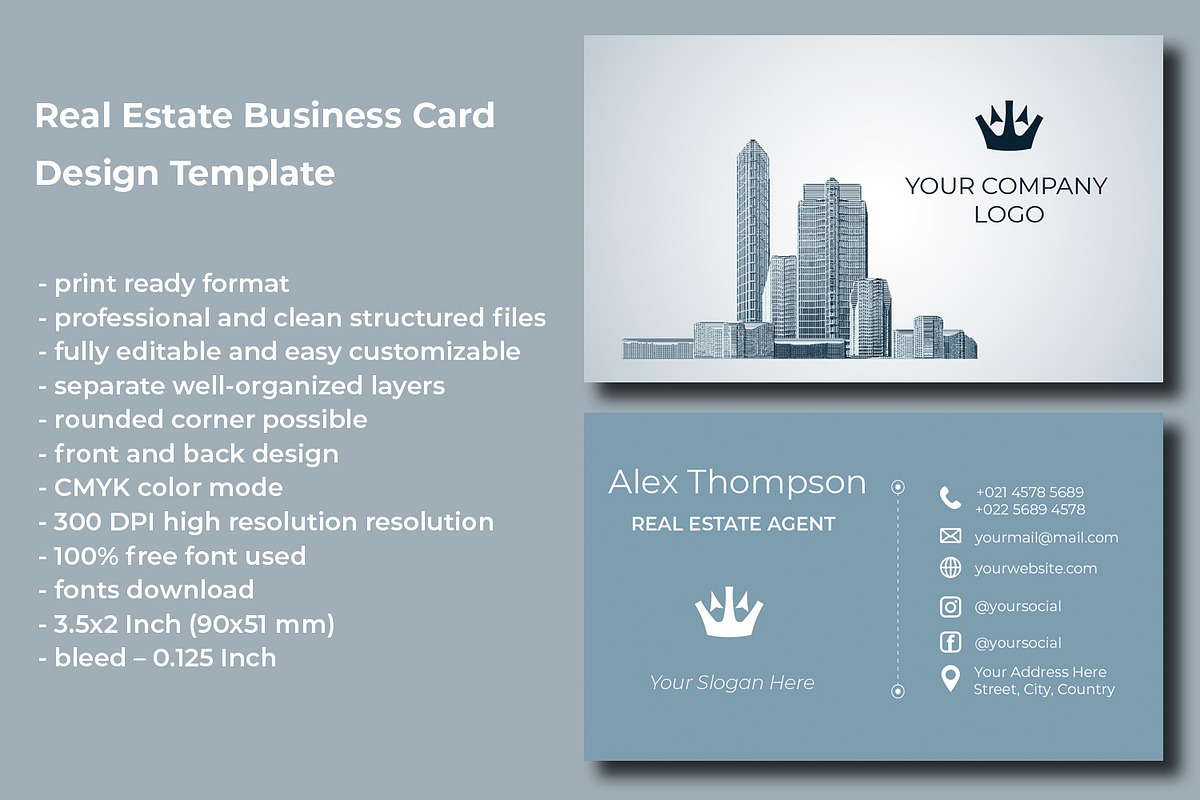 Real Estate Business Card Design, a Business Card Template by Kseniya-Omega (Photo 2 of 4)