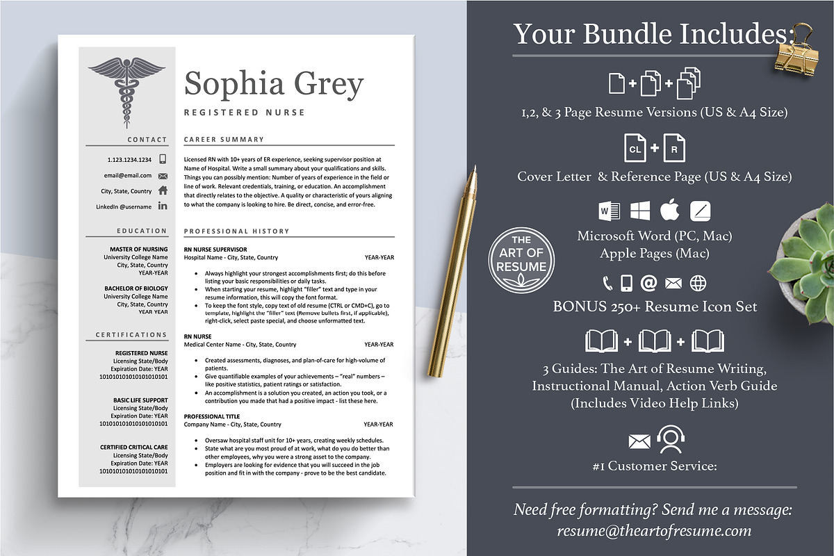 Nursing Medical Resume CV Template, a Resume Template by The Art of Resume (Photo 2 of 8)