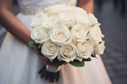 Wedding bouquet with white roses in the bride's hands, a Beauty & Fashion Photo by Natalia Klenova's Shop