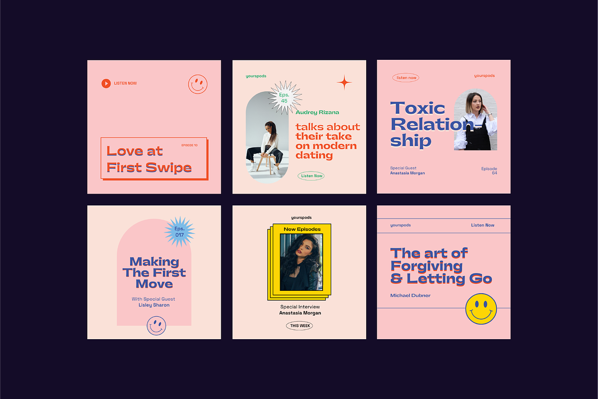 Retro Podcast Instagram Templates, a Social Media Template by Nurrehmet Studio (Photo 6 of 12)