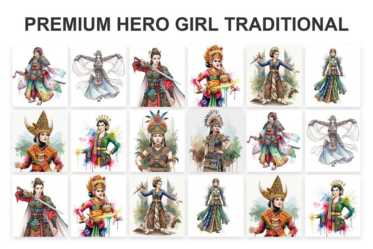 Premium Hero Girl Traditional, a Decorative Illustration by Eka Design (Photo 1 of 4)