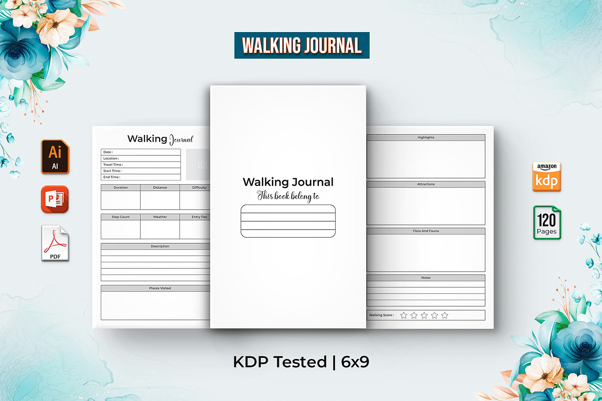 Editable Walking Journal, a Templates & Theme by Mondols Graphic (Photo 1 of 2)