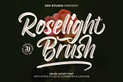 Roselight Brush, a Script Font by din-studio.com (Thumbnail 1 of 16)