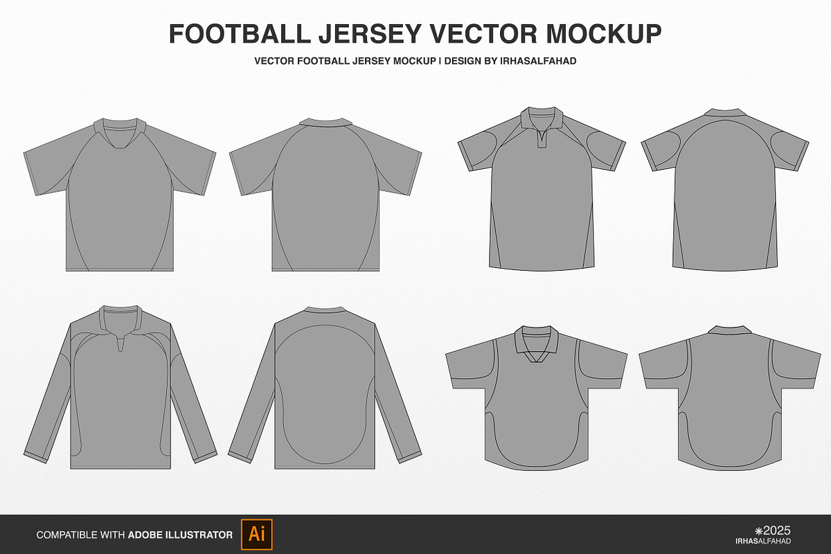 Vector Mockups Football Jersey, a Shirt Mockup by Irhasalfahad (Photo 3 of 8)