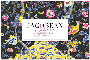 Jacobean Glamour Pattern Set!, a Pattern Graphic by Pink Linen
