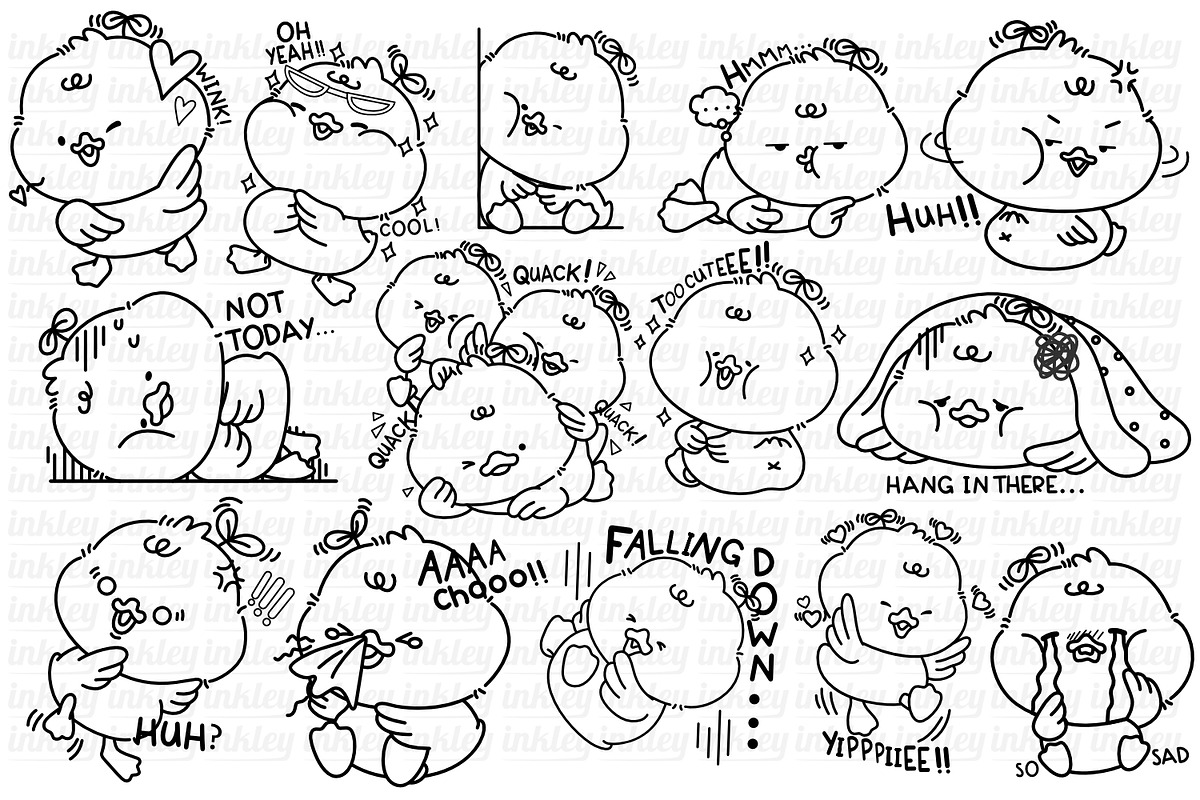 Cute Duck Clipart - Animal Coloring, an Animal Illustration by Inkley Studio (Photo 3 of 3)