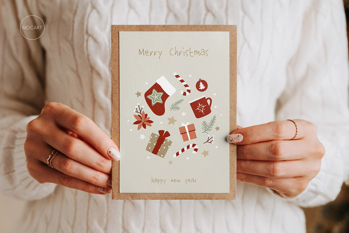 Christmas postcard mockup set 1 v1, a Print Template by Mocart (Photo 4 of 14)